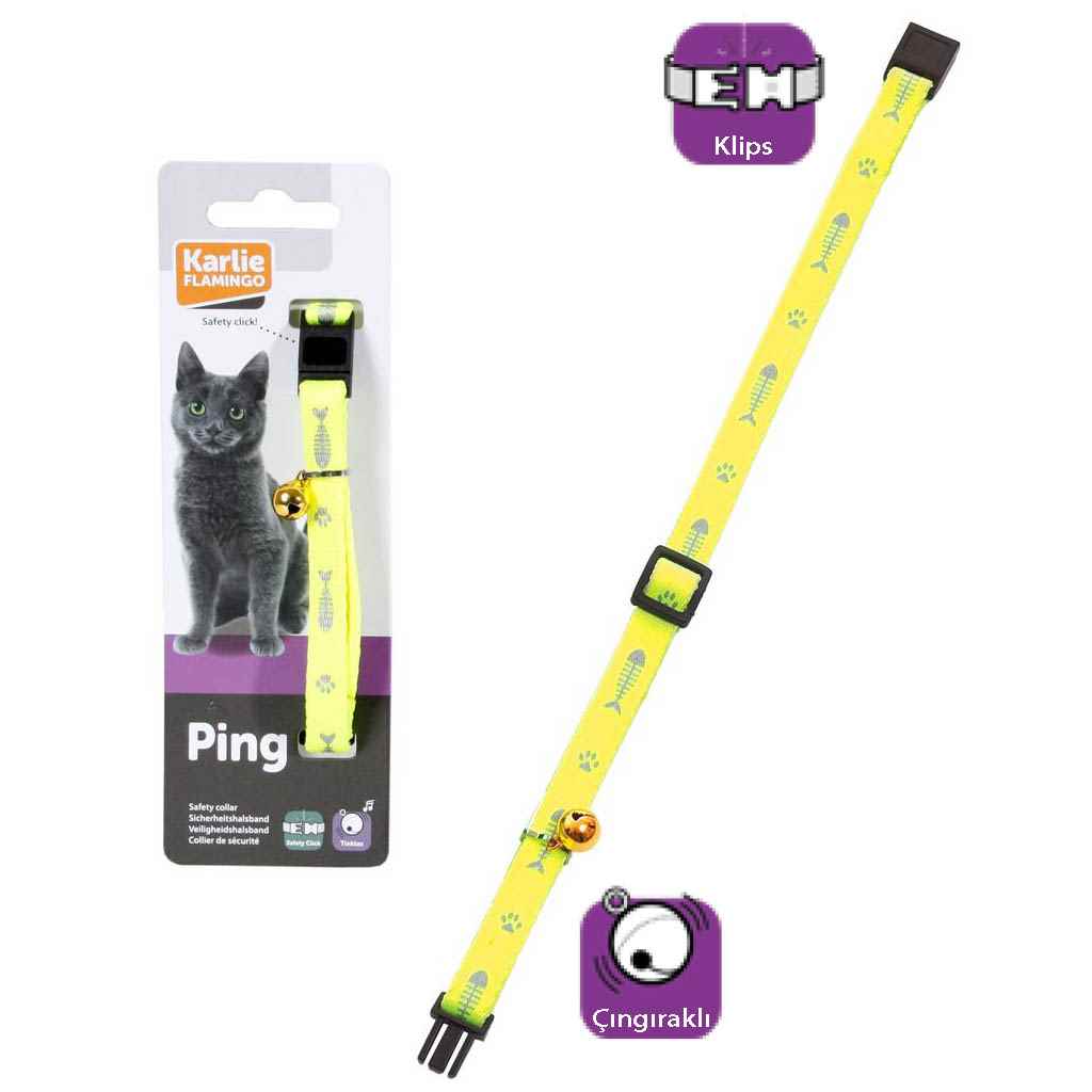 Karlie KEDİ TASMASI ÇING. 30CM SARI 