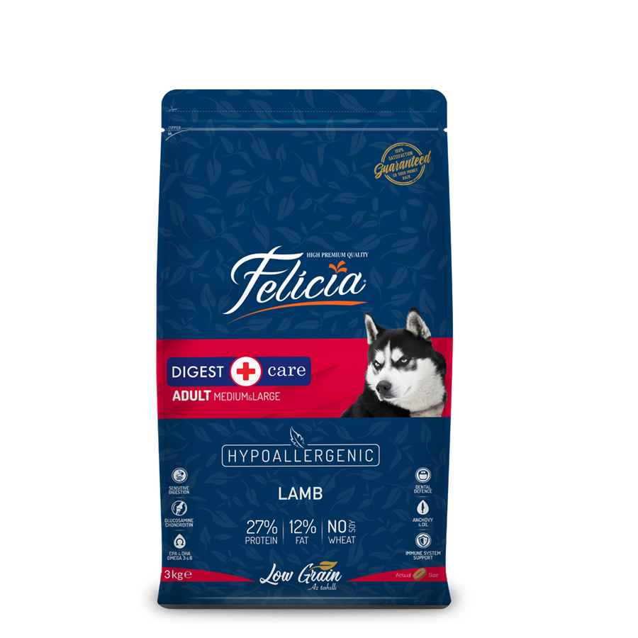 Felicia Az Tahıllı 3 Kg Yetişkin Kuzulu M/Large Breed HypoAllergenic Köpek Maması