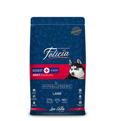 Felicia Az Tahıllı 3 Kg Yetişkin Kuzulu M/Large Breed HypoAllergenic Köpek Maması