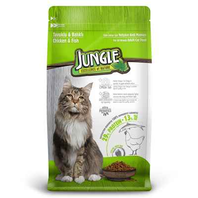 Jungle 15 kg Yetiş.Kedi Mama.Tavuk-Balıklı.