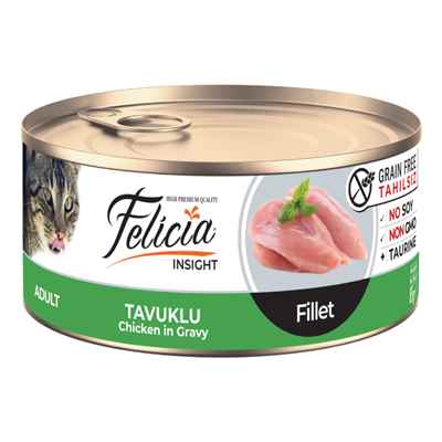Felicia Tahılsız 85 gr Tavuklu Fileto Yaş .  Kedi Maması 24 Adet