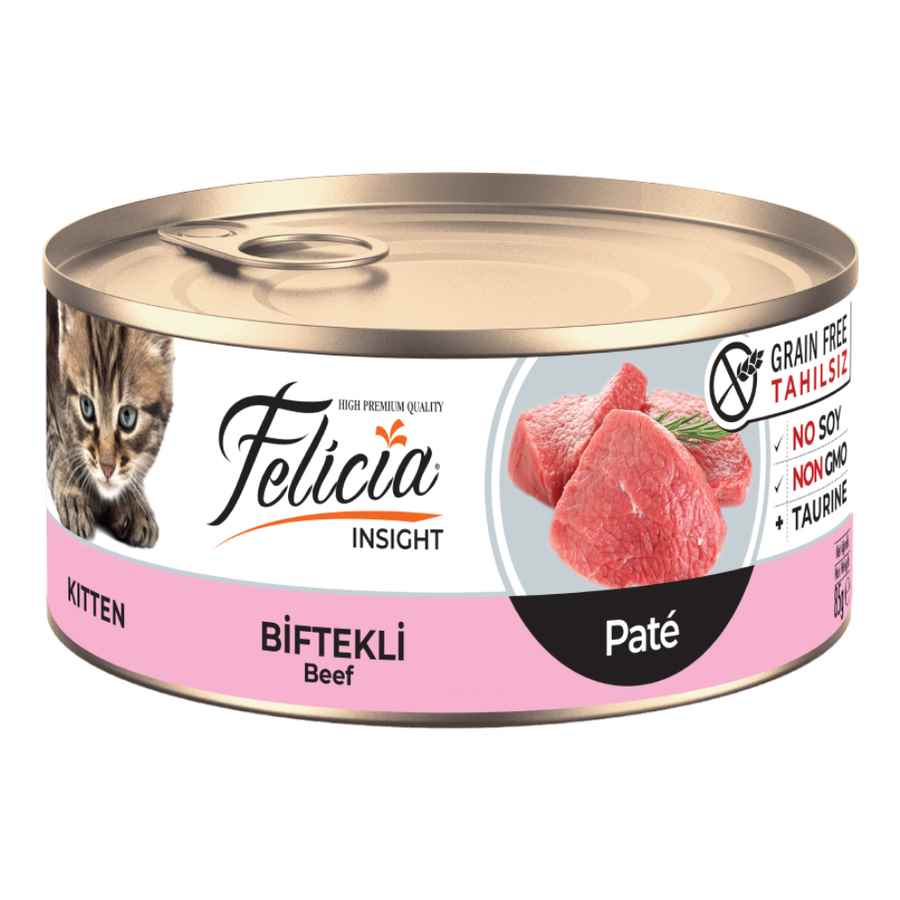 Felicia Tahılsız 85 gr Yavru-Biftekli Kıyılmış Yaş Kedi Maması 24 Adet