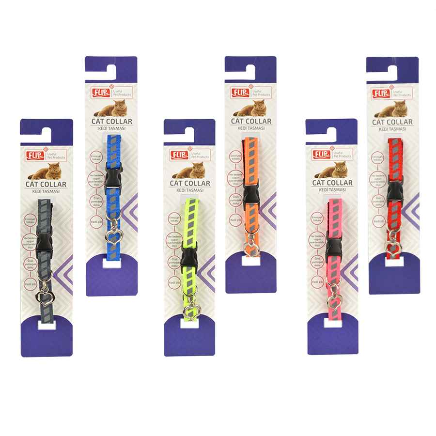 Flip Desenli Reflektörlü Kedi Tasması-10 Adet