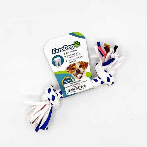 EuroDog Diş İpi İki Düğüm Kalın Mavi Beyaz 15 cm