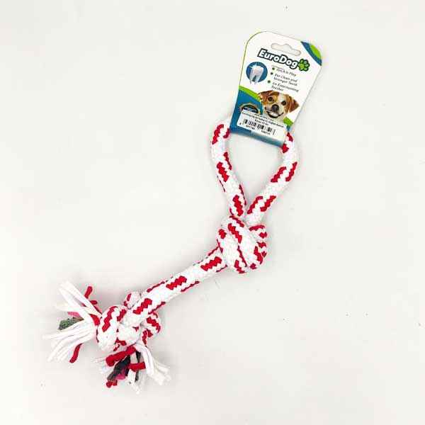 EuroDog Diş İpi Halka Üç Düğüm Kırmızı Beyaz 30 cm
