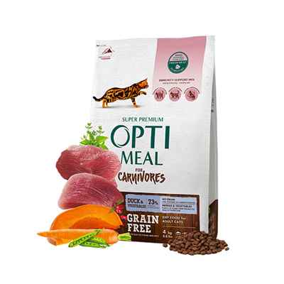 Optimeal Süper Premium Ördekli-Sebzeli Tahılsız Yetişkin Kedi Maması 4 Kg