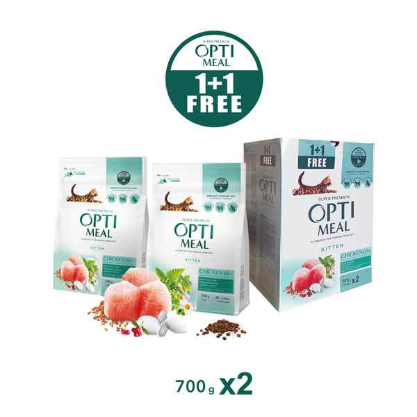 Optimeal Tavuklu Yavru Kedi Maması 700g+700g Free