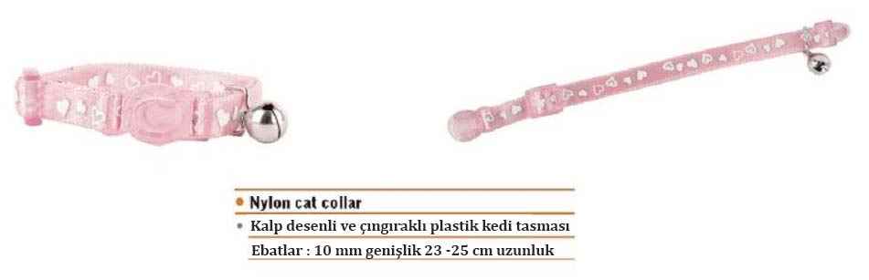 EASTLAND PLAS. ÇINGIRAKLI PEMBE KEDİ TASMA 23-25CM