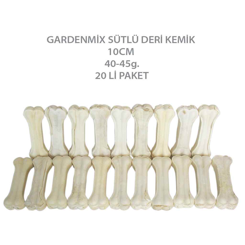 GARDENMİX SÜTLÜ DERİ KEMİK 10CM 40-45g.20 Lİ PAKET