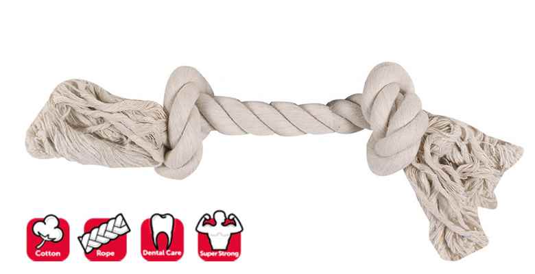 Karlie 2 DÜĞÜMLÜ İP KÖPEK OYU. S 22 CM BEYAZ