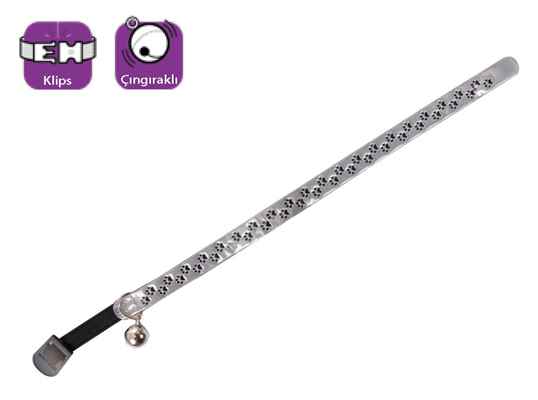 Karlie KEDİ BOYUN TASMASI ÇING.PATİ DES.30CM GRİ