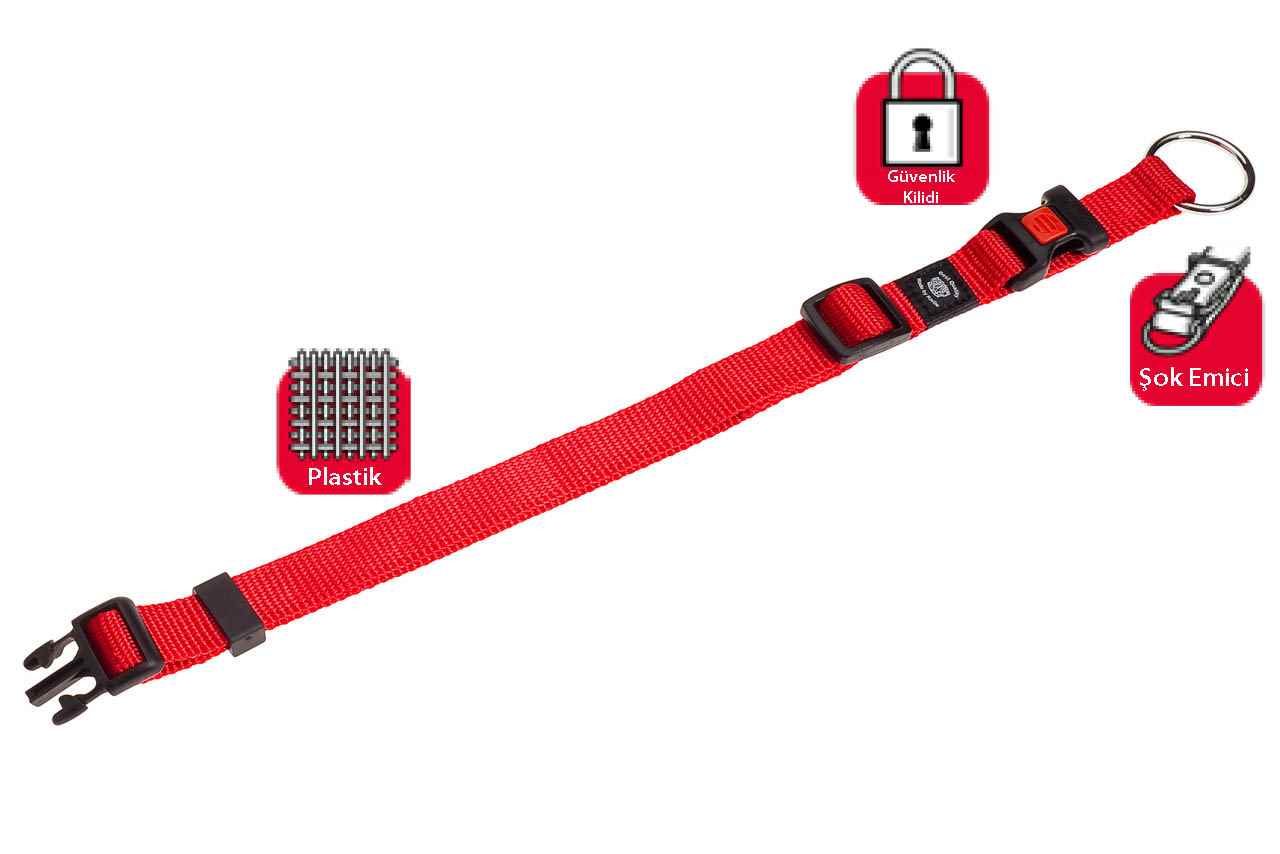 Karlie KİLİTLİ BOYUN TASMASI M 40-55CM KIRMIZI  