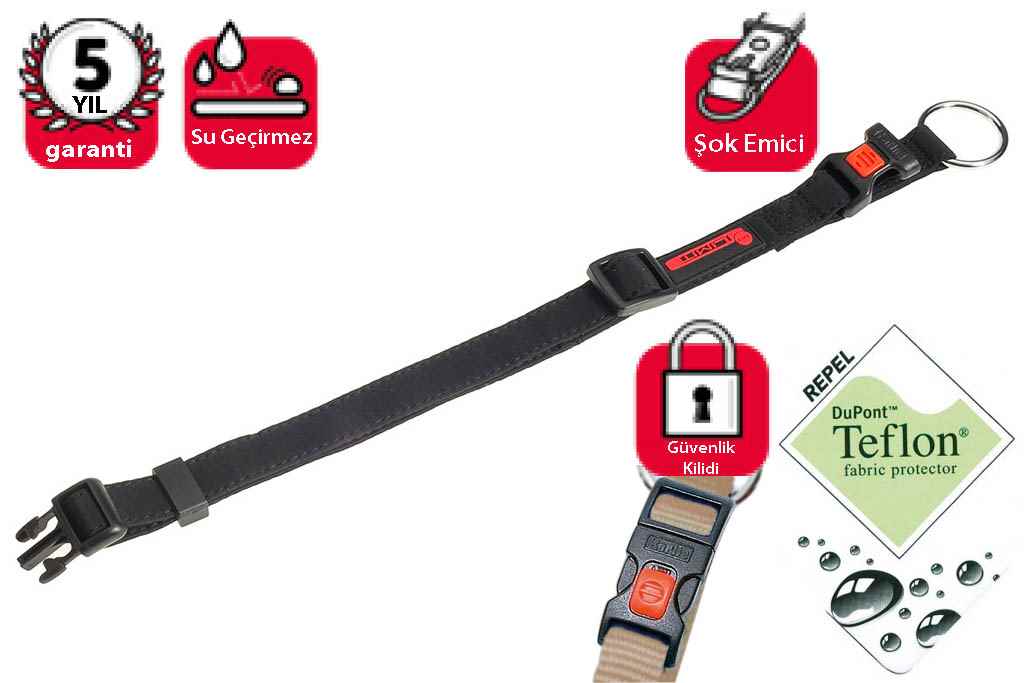 Karlie TEFLON KİLİTLİ BOYUN TASMASI 40-55CM SİYAH