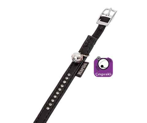 Karlie DERİ TAŞLI KEDİ TASMA XS 30CM-11MM SİYAH