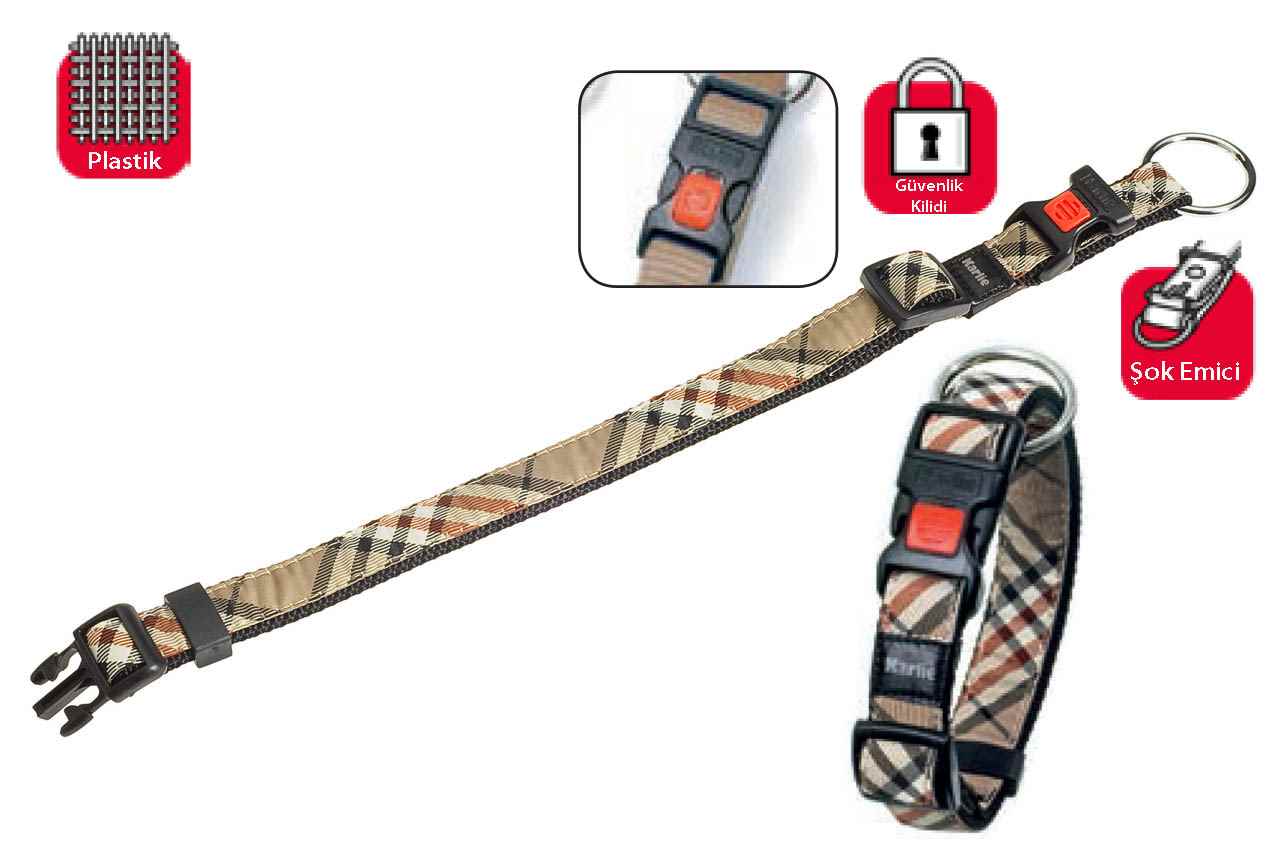 Karlie KİLİTLİ BOYUN TASMA L 45-65CM EKOSE BEJ