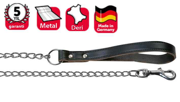 Karlie DERİ SAPLI ZİNCİR UZATMA 100CM/2MM SİYAH