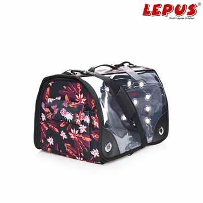 Şeffaf Fly Bag Çanta - Çiçek Siyah (Medium)