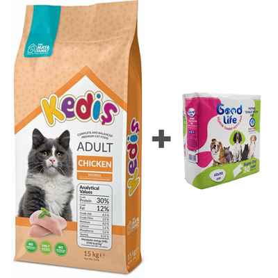 KEDİŞ YETİŞKİN KEDİ MAMASI TAVUKLU 15 KG + ÇİŞ PEDİ HEDİYELİ