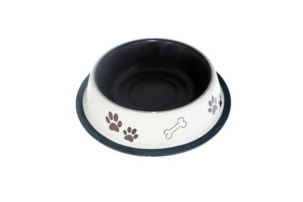 Kaymaz Tabanlı Kahve Beyaz Desenli Mama ve Su Kabı 24 Oz