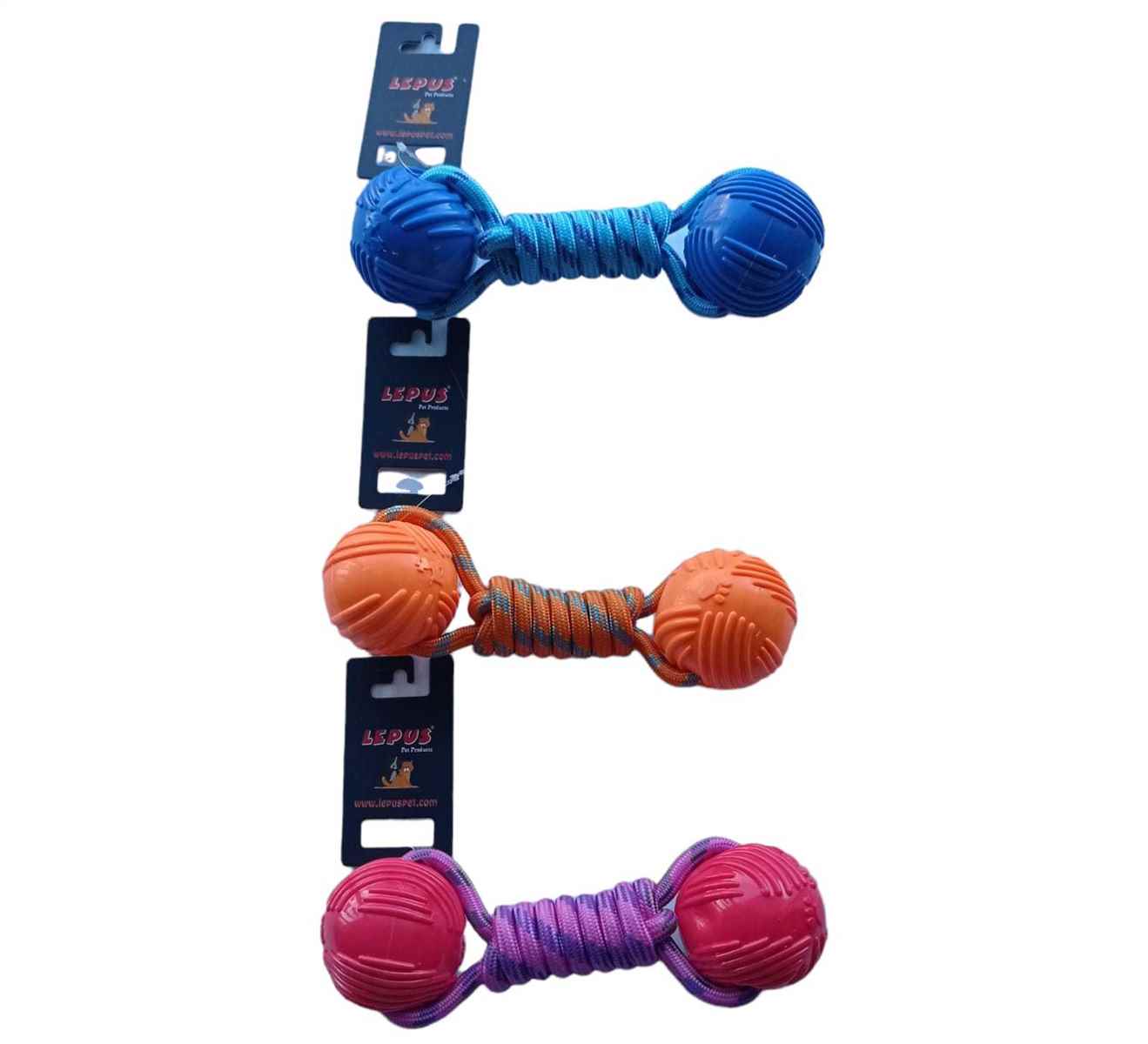 KÖPEKLER İÇİN KAUÇUK İPLİ 2Lİ TOP OYUNCAK