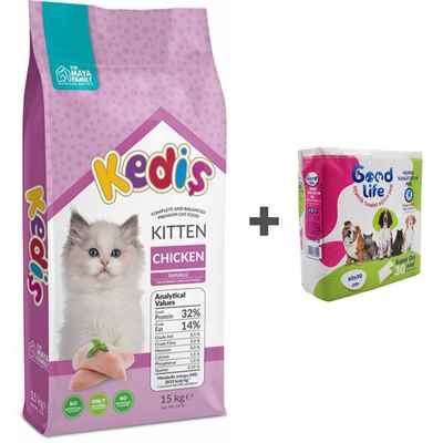 KEDİŞ YAVRU KEDİ MAMASI TAVUKLU 15KG + ÇİŞ PEDİ HEDİYELİ