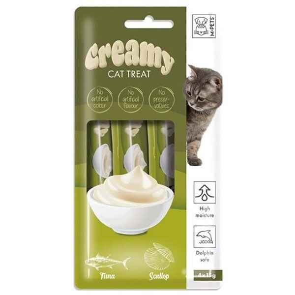 M-PETS CREAMY TON BALIKLI DENİZ TARAKLI KEDİ ÖDÜLÜ 4X15GR (10LU PAKET)