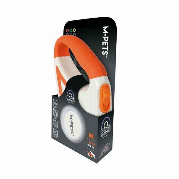 M-PETS FLASH LEDLİ OTOMATİK GEZDİRME ŞERİT 5MT/ORANGE