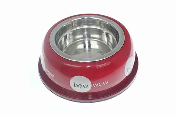 Kırmızı Desenli Tekli Fil Dişi Mama ve Su Kabı (S)