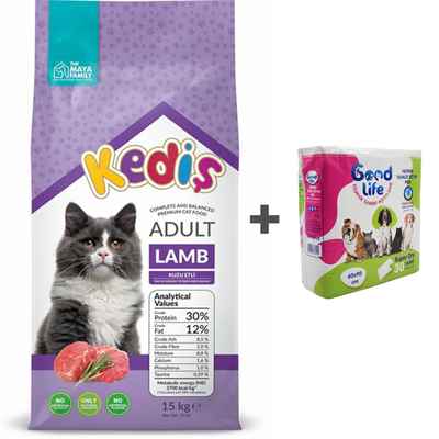 KEDİŞ YETİŞKİN KEDİ MAMASI KUZU ETLİ 15 KG + ÇİŞ PEDİ HEDİYELİ