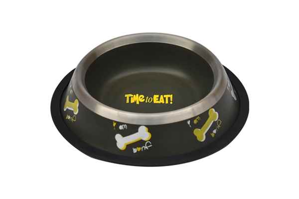 Kaymaz Tabanlı Kemik Desenli Mama ve Su Kabı 24 Oz