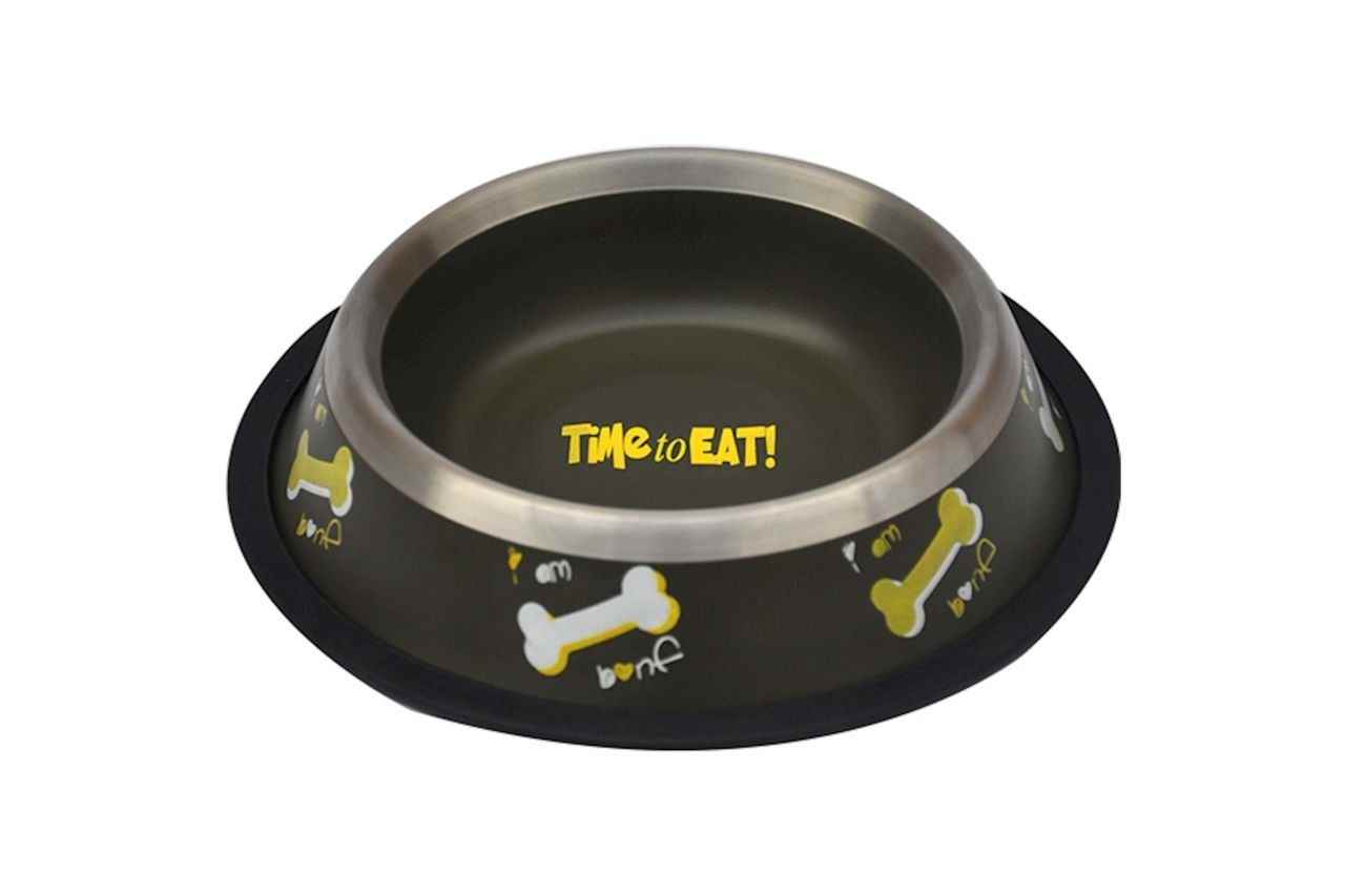 Kaymaz Tabanlı Kemik Desenli Mama ve Su Kabı (2XL)