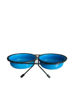 METAL AYAKLI İKİLİ MAMA VE SU KABI MAVİ