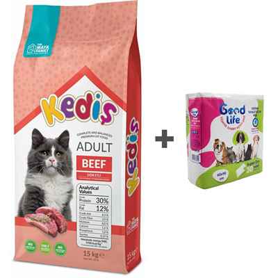 KEDİŞ YETİŞKİN KEDİ MAMASI SIĞIR ETLİ 15 KG + ÇİŞ PEDİ HEDİYELİ