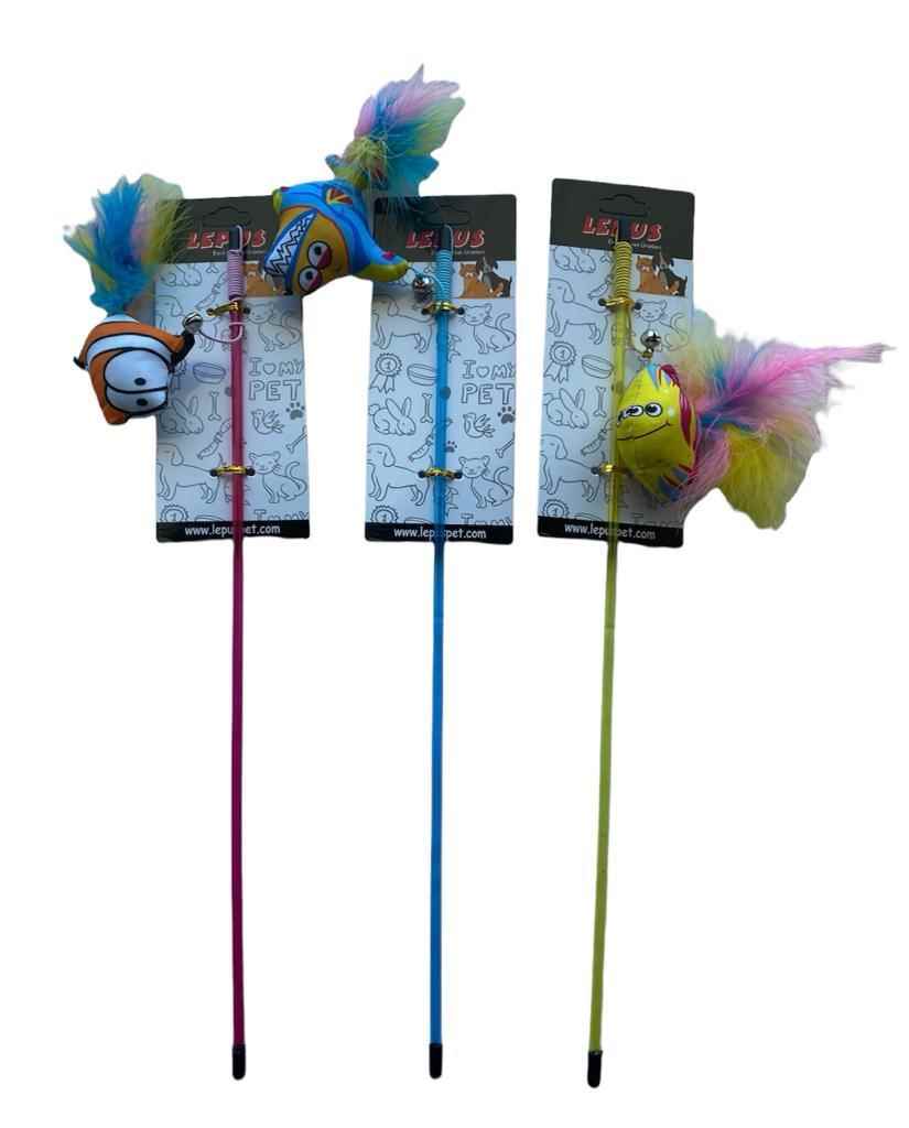 KEDİLER İÇİN OYUNCAK OLTA ZİLLİ TÜYLÜ BALIK 12Lİ