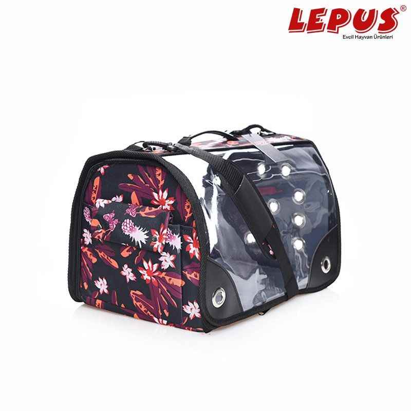 Şeffaf Fly Bag Çanta - Çiçek Siyah (Large)