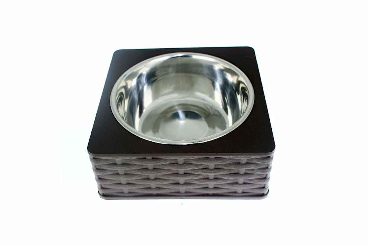 Kare Hasır Tekli Mama ve Su Kabı (L)