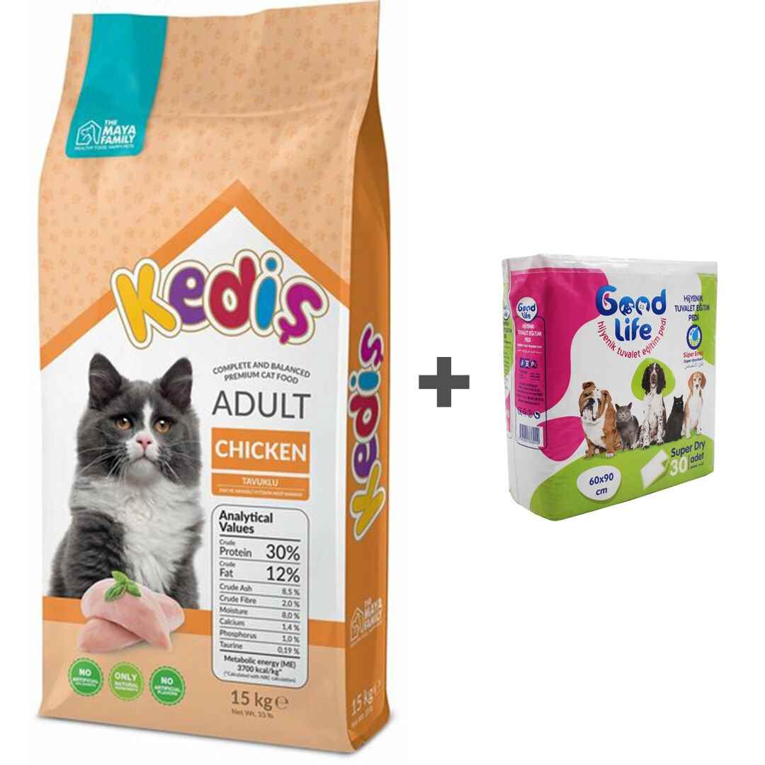 KEDİŞ YETİŞKİN KEDİ MAMASI TAVUKLU 15 KG + ÇİŞ PEDİ HEDİYELİ
