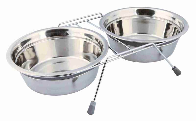 Trixie Köpek Mama Su Kabı, Tıkırtısız, Paslanmaz Çelik, 2 x 1,5 lt/ø 25 cm, Gri