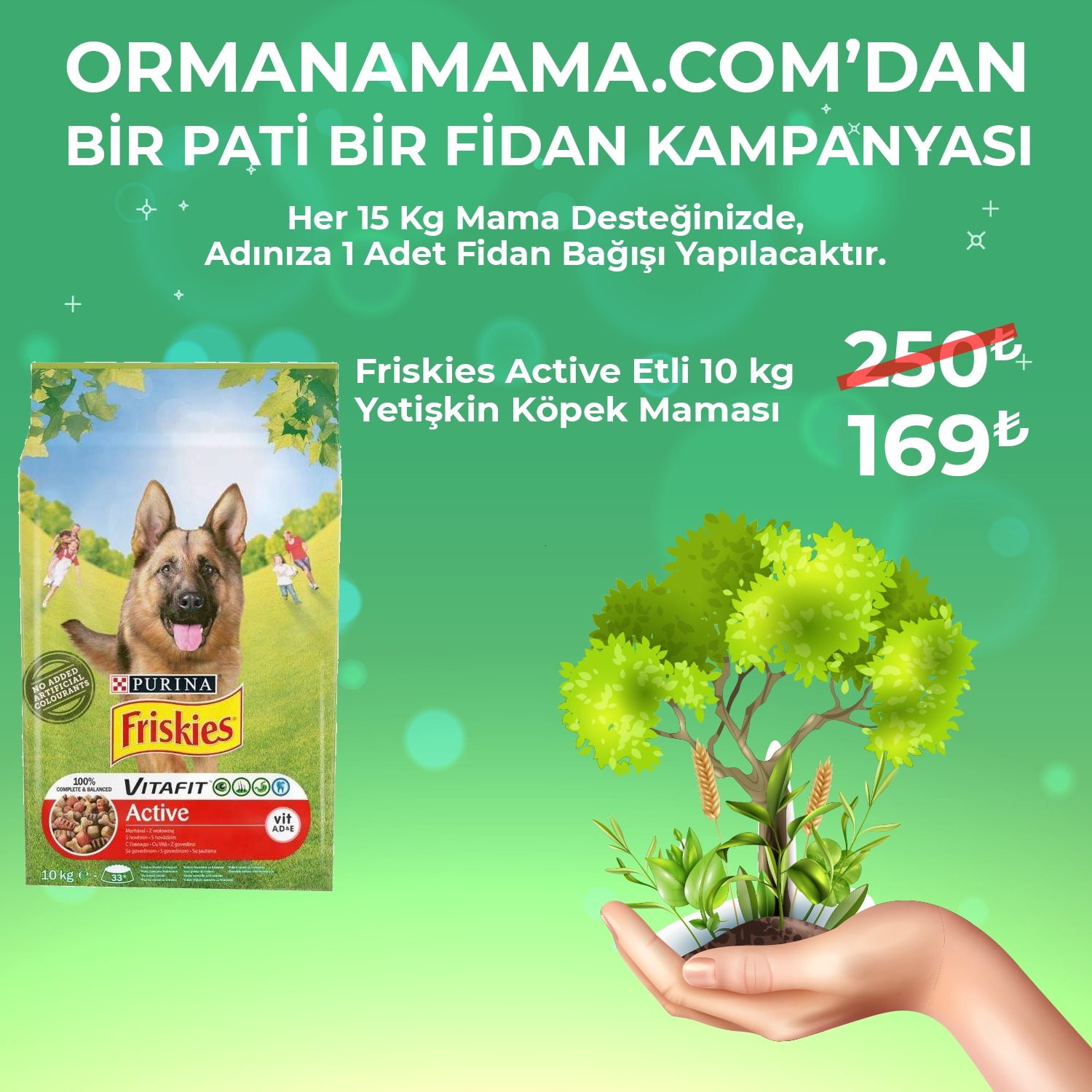 Friskies Active Etli Yetişkin Köpek Maması 10Kg (Fidan Hediyeli)