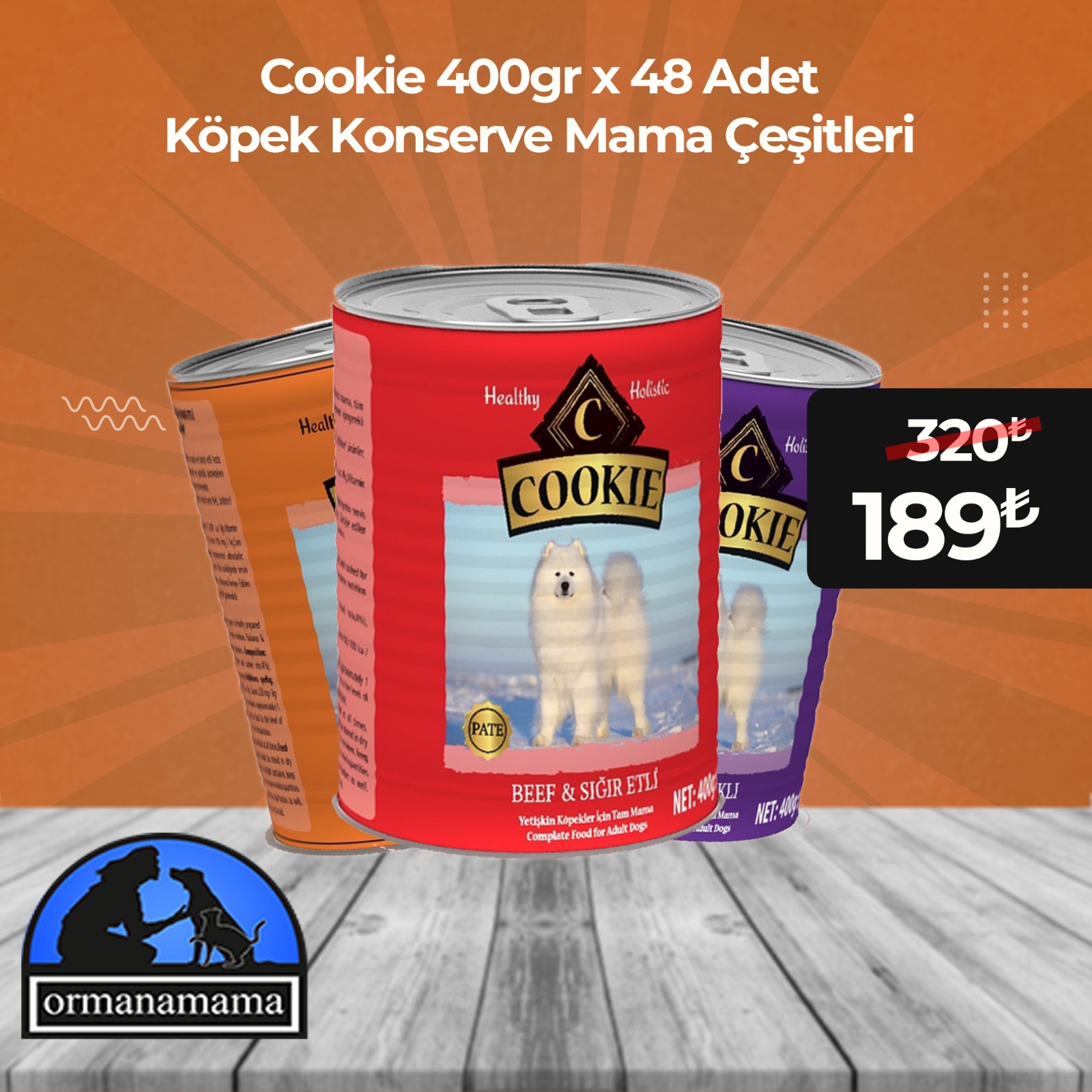 Cookie Köpek Konserve Mama Çeşitleri 400gr x 48 Adet