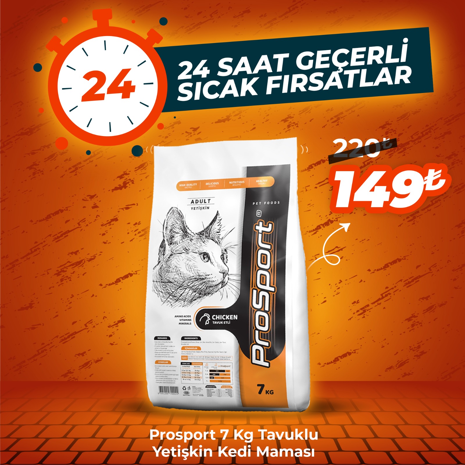 Prosport 7 Kg Tavuklu Yetişkin Kedi Maması