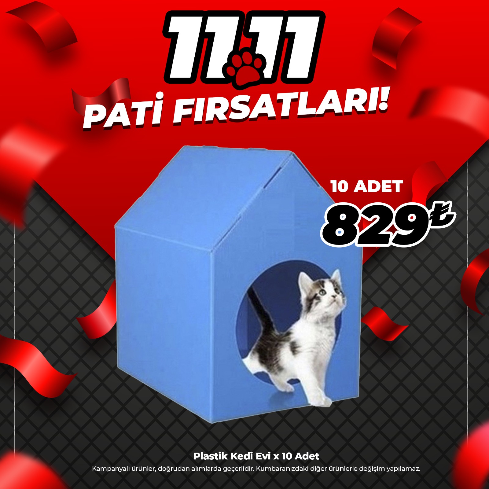 Plastik Kedi Evi 10 Adet