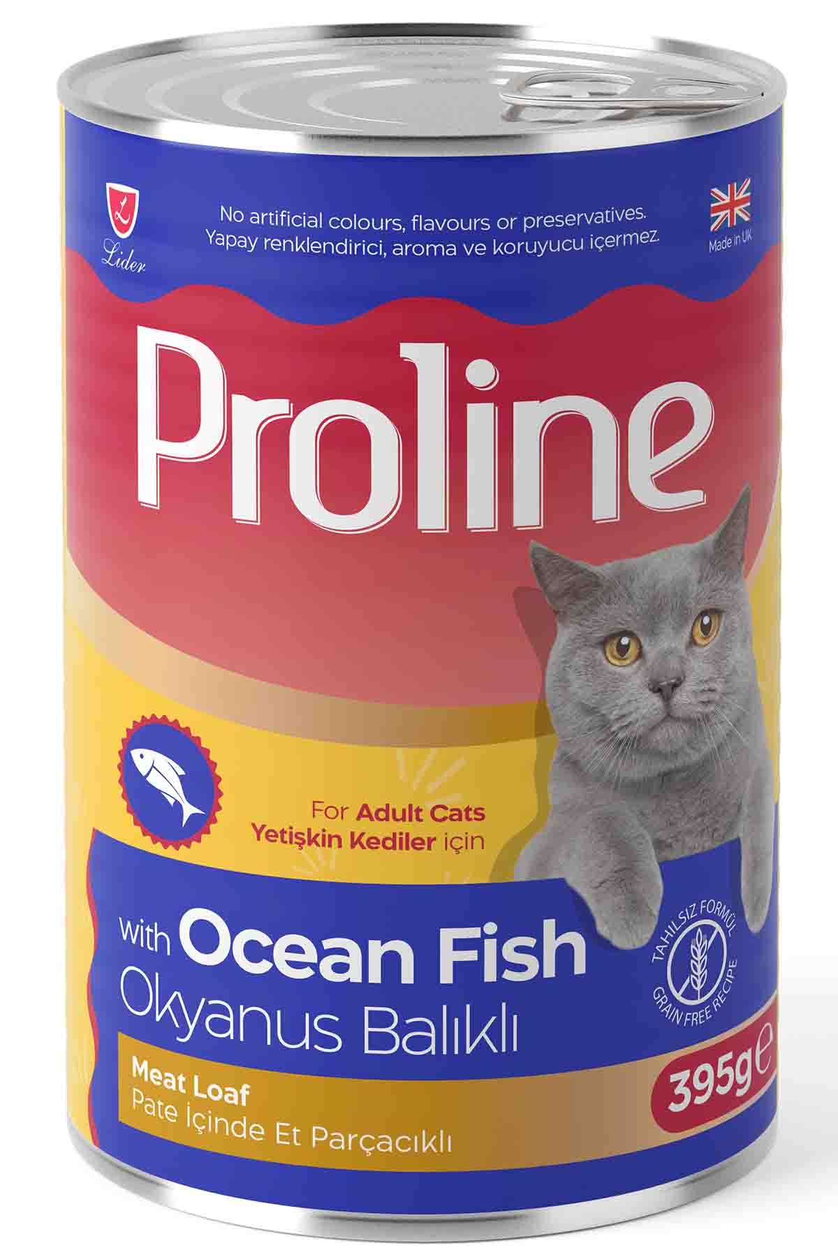 Proline Pate İçinde Et Parçacıklı Okyanus Balıklı Yetişkin Kedi Konservesi 395gr x 20 Adet