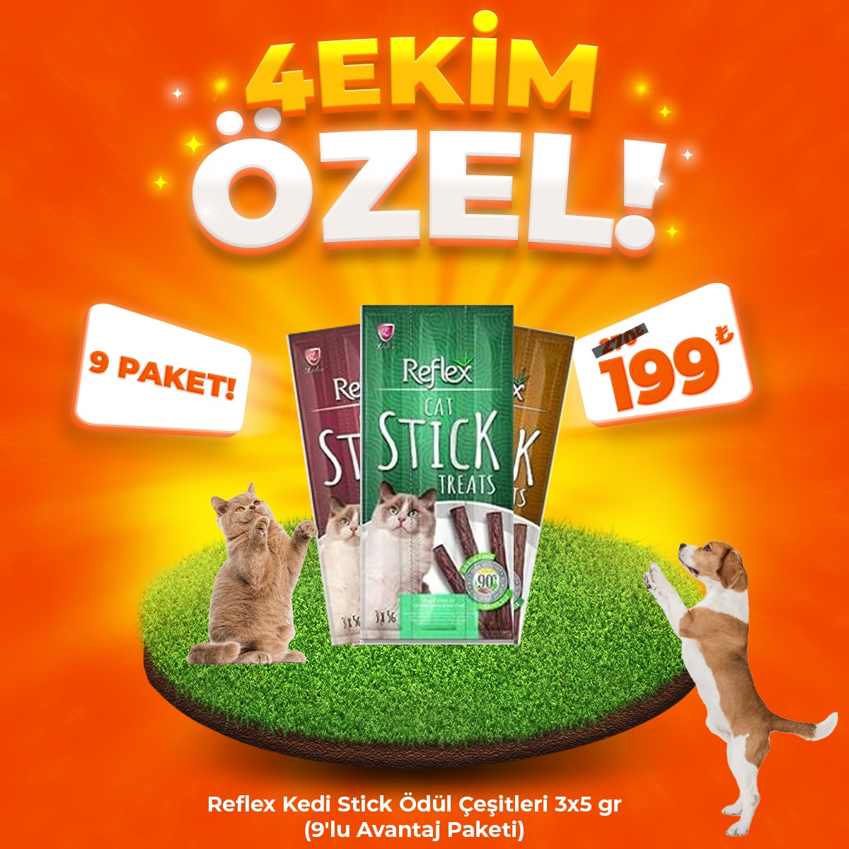 Reflex Kedi Stick Ödül Çeşitleri 3x5 gr (9'lu Avantaj Paketi)