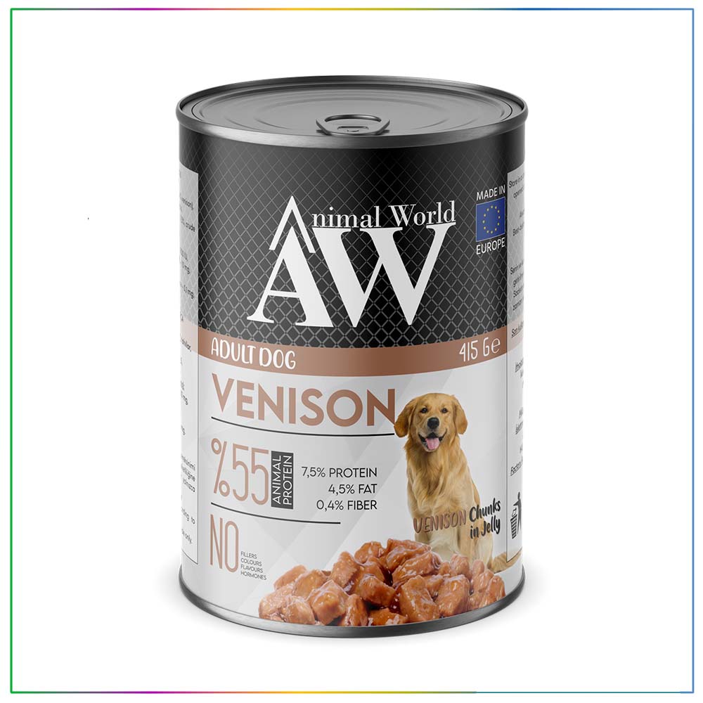 Animal World Jöle İçerisinde Geyik Etli Yetişkin Köpek Konservesi 415 Gr x 24 Adet