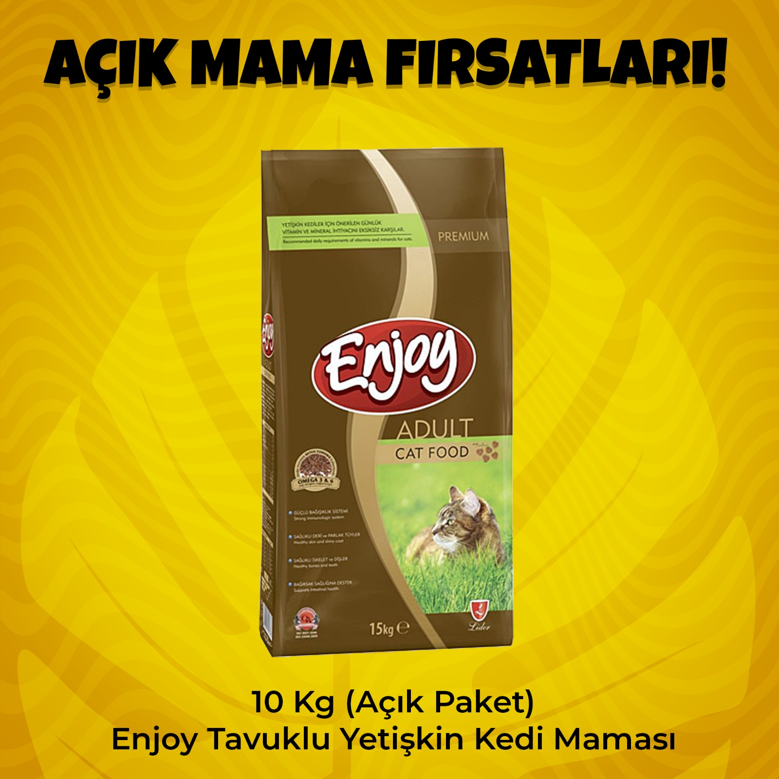 10 Kg (Açık Paket) Enjoy Tavuklu Yetişkin Kedi Maması 