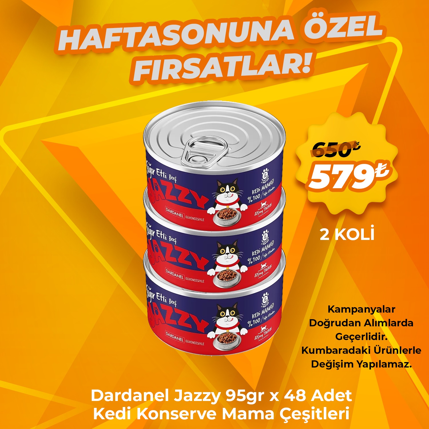 Dardanel Jazzy 95gr x 48 Adet Kedi Konserve Çeşitleri (Avantaj Paketi)