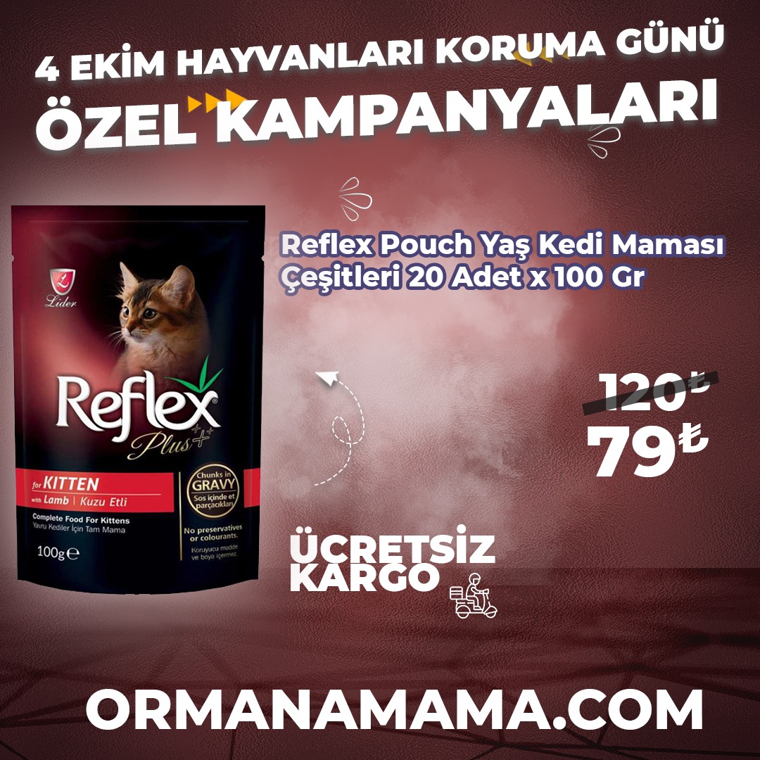 Reflex Plus 100 gr Pouch Kedi Yaş Mama Çeşitleri x 20 Adet 