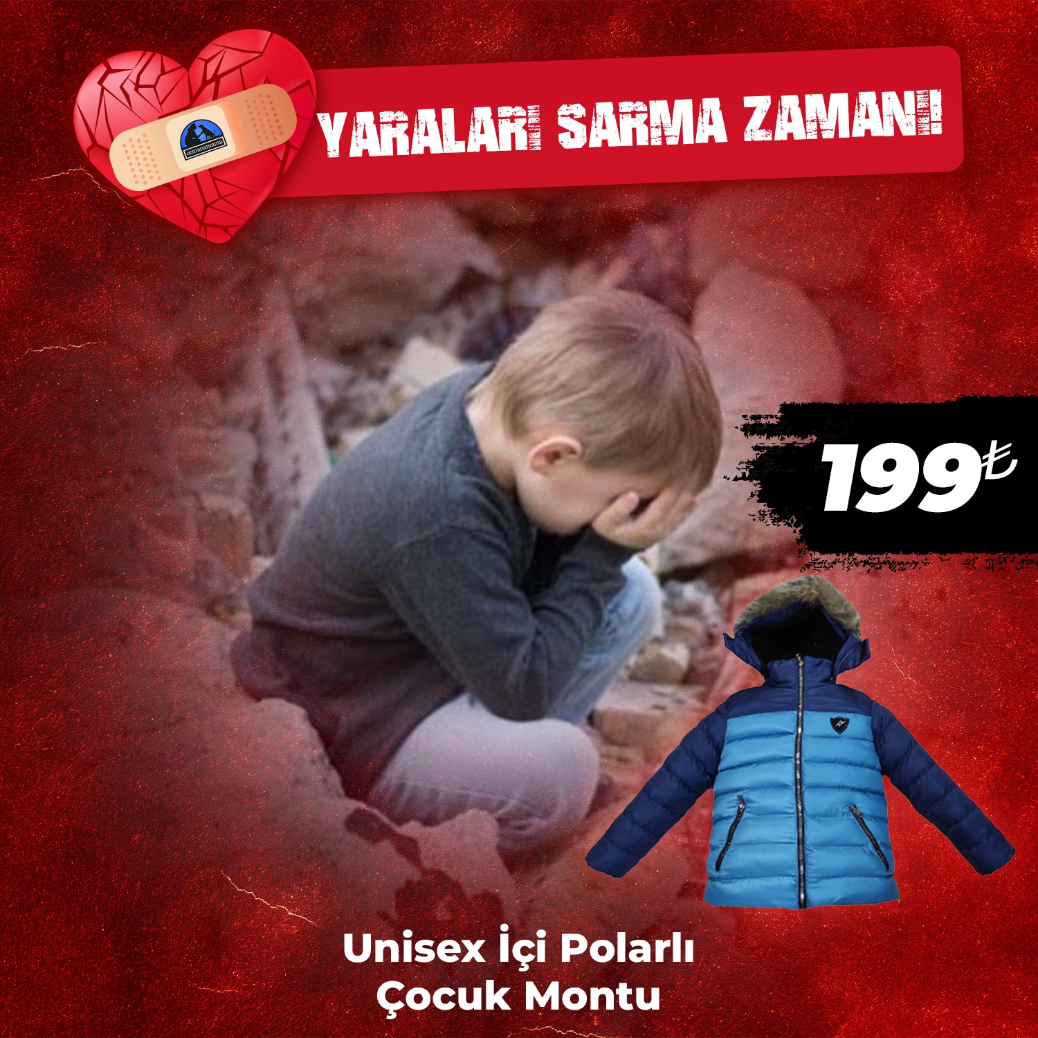 Unisex İçi Polarlı Çocuk Montu