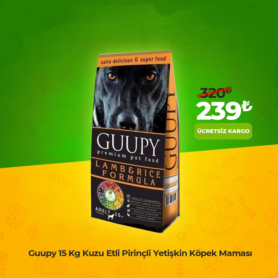 Guupy 15 Kg Kuzu Etli Yetişkin Köpek Maması
